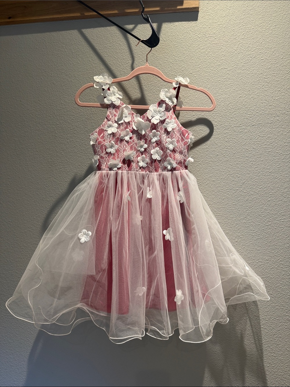 Amazon Burgandy Dress with White Floral Appliqué Tulle Skirt Flower Girl Dress